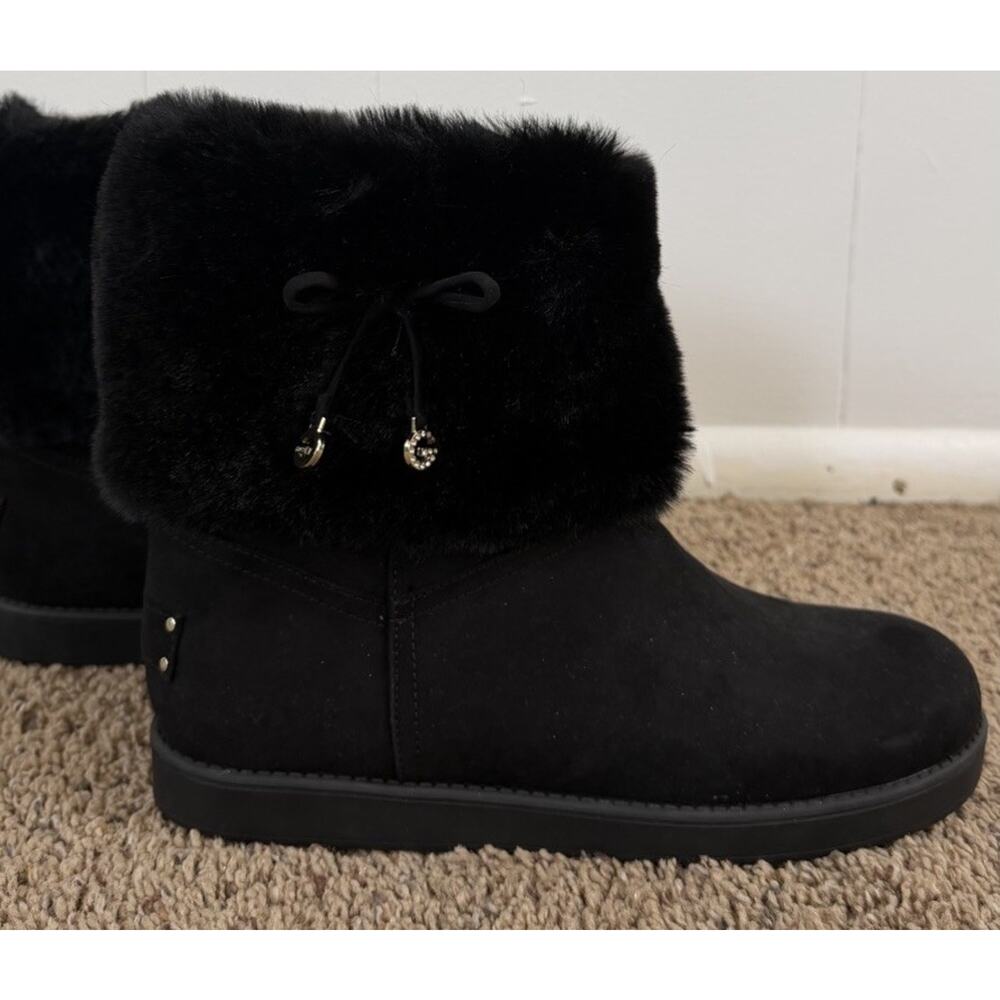 NEW GBG Los Angeles Faux Fur Winter Ankle Boots 10 Black Cozy Slip On Boots - Picture 3 of 6